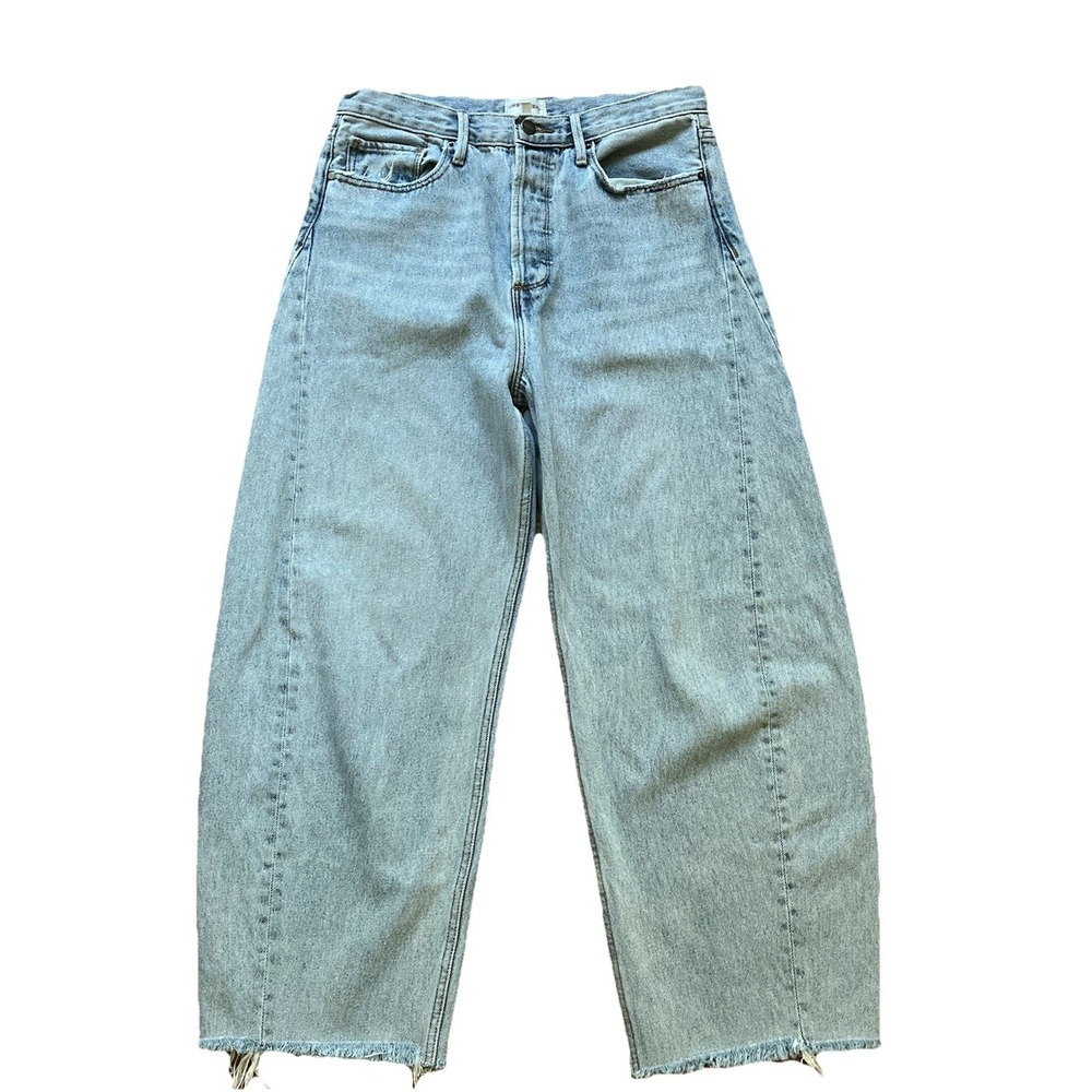 Driftwood Parker High Rise Barrel Jeans Light Wash, Size 28